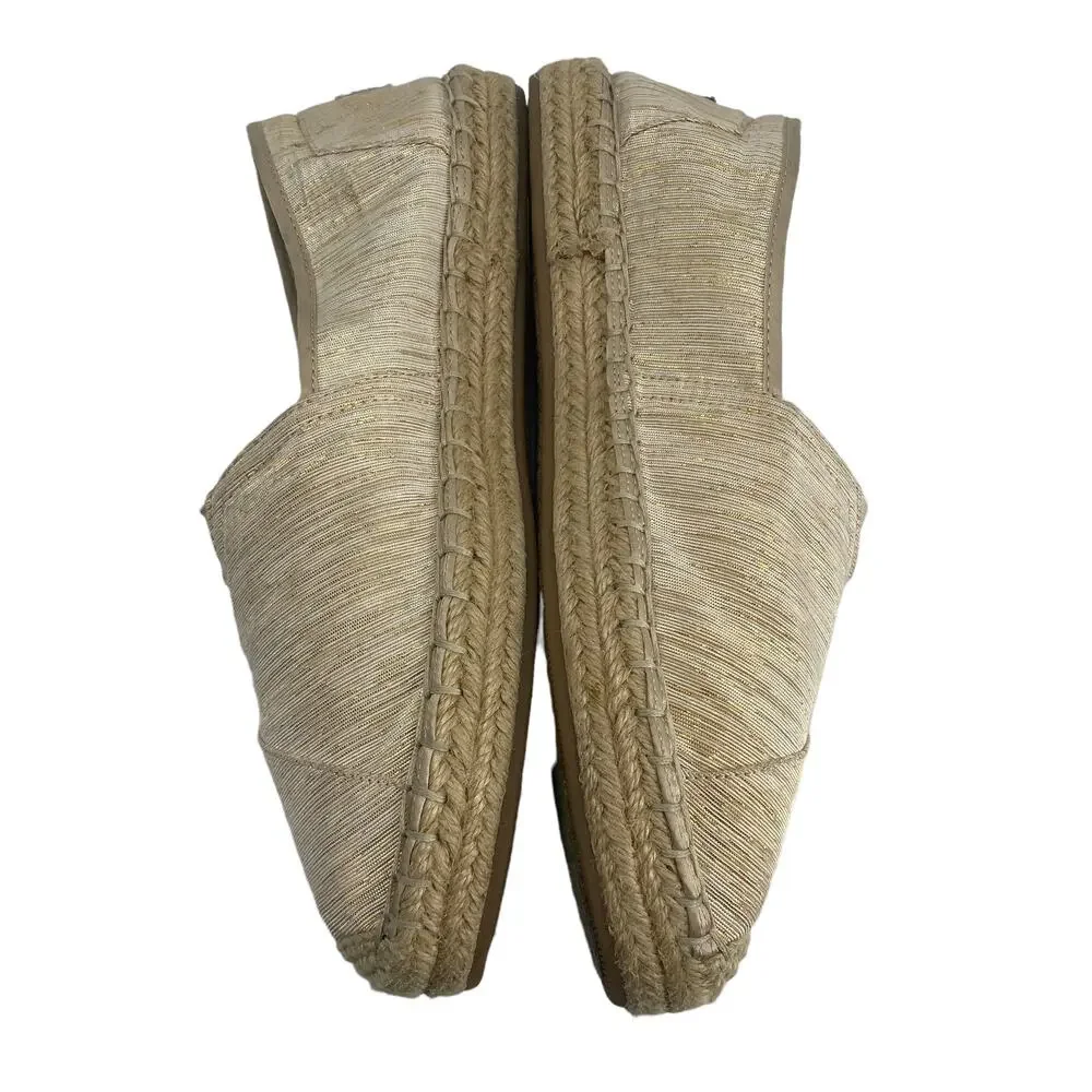 BOBS from Skechers 9 Slip On Fabric Upper Gold Thread Shoes Loafers Espadrilles